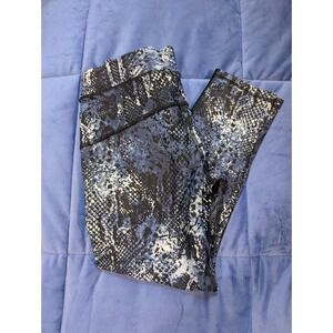HPE Snakeskin Leggings Women Blue Black Mesh Panel Activewear NWT - Size L
